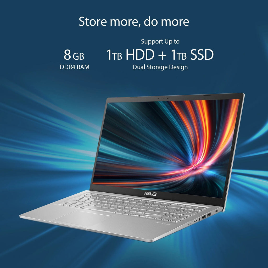 ASUS VivoBook 15 Intel Core i3 10th Gen 1005G1 - (8 GB/512 GB SSD/Windows 11 Home) X515JA-BQ322WS Thin and Light Laptop (15.6 Inch, Transparent Silver, 1.80 kg, With MS Office)