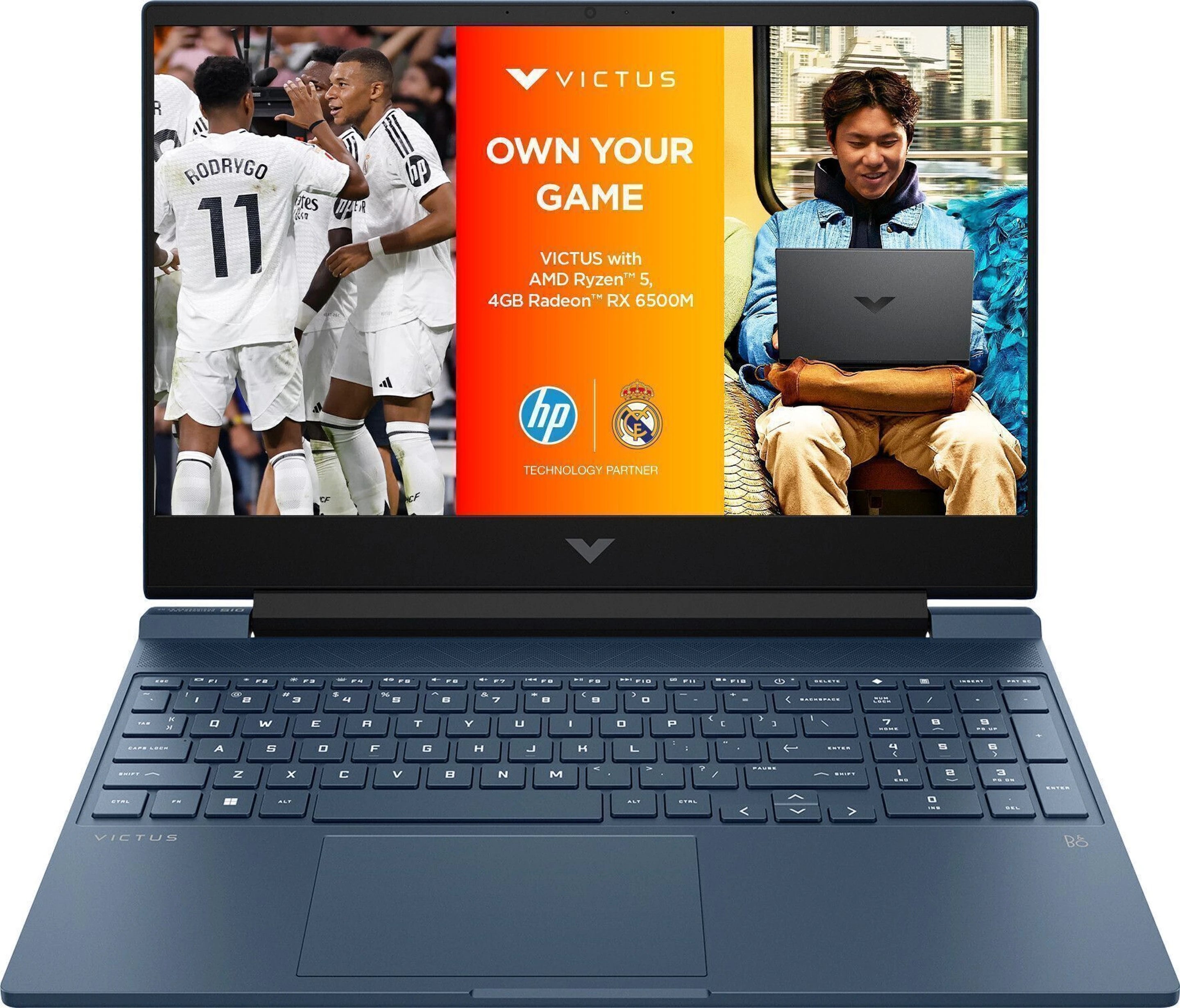 HP Victus gaming AMD Ryzen 5 Hexa Core 5600H - (8 GB/512 GB SSD/Windows 11 Home/4 GB Graphics/AMD Radeon RX 6500M/60 Hz) 15-fb0147AX Gaming Laptop (15.6 Inch, Performance Blue, 2.37 kg)
